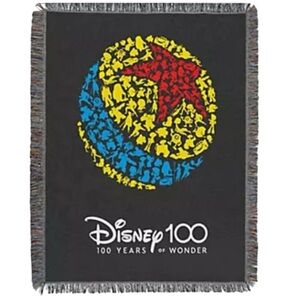Disney 100th Anniversary Tapestry Throw - Blue and Yellow Metallic NWT